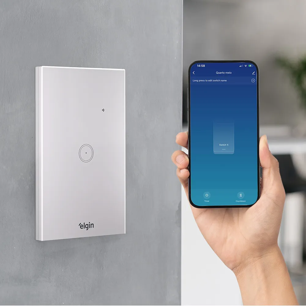 Interruptor inteligente Wi-Fi instalado em residência em Nova Iguaçu pela Rotiv